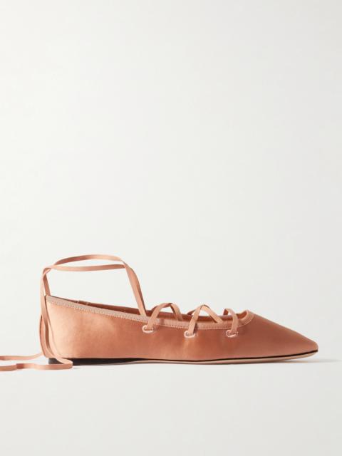 LOEFFLER RANDALL Louisa Lace-up Satin Ballet Flats