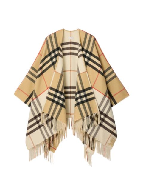 Burberry checked fringed cape