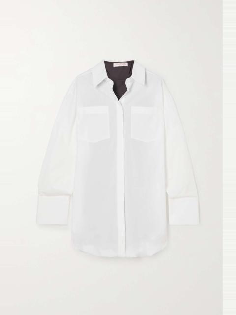 Valentino Layered cotton-poplin and stretch-jersey mini shirt dress