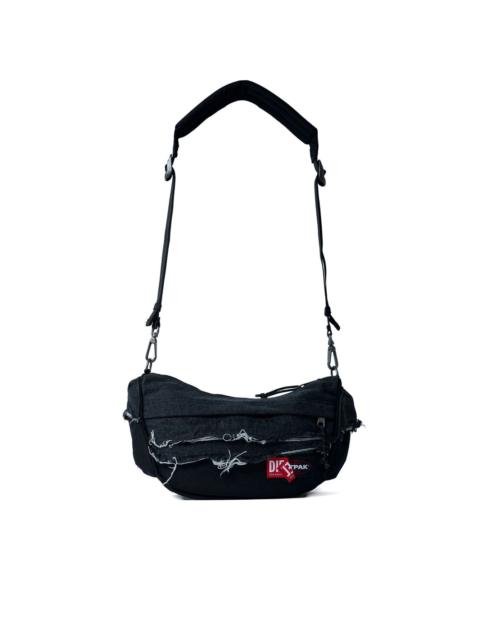 Diesel distressed logo-patch shoulder bag