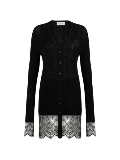 PHILIPP PLEIN buttoned-up lace-detail mini dress