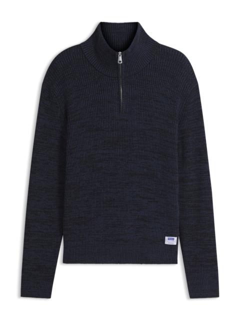 HUGO RELAXED-FIT ZIPPER-NECK SWEATER WITH MOULINÉ TEXTURE