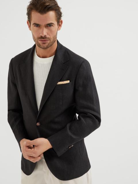 Brunello Cucinelli Délavé linen deconstructed blazer with metal buttons