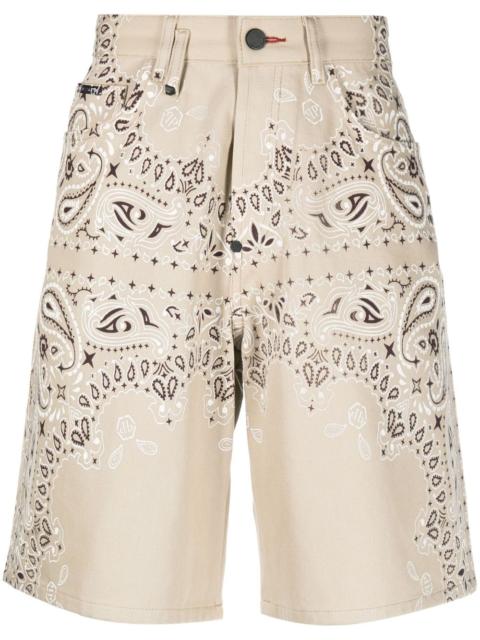 PHILIPP PLEIN bandana-print denim shorts