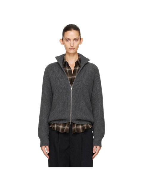 ssstein Gray Extra Fine Wool Knit Drivers Cardigan