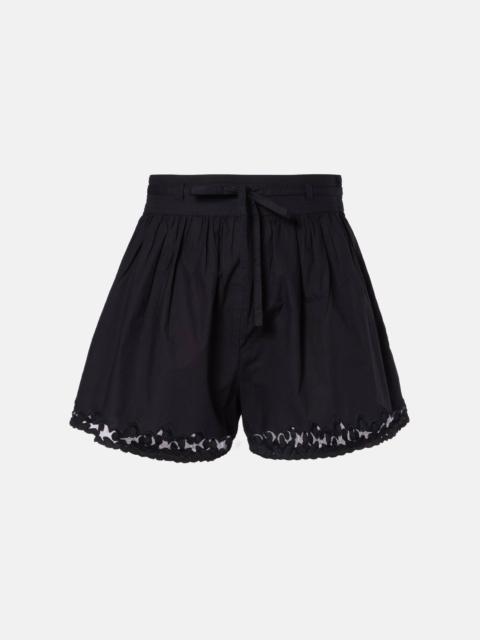 ULLA JOHNSON Elowen embroidered cotton poplin shorts