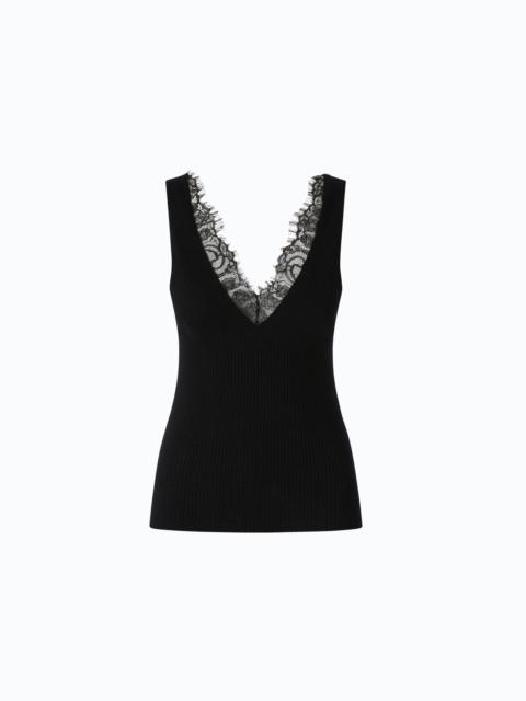 PINKO VEST TOP IN SILK AND CASHMERE BLEND WITH LACE NECK