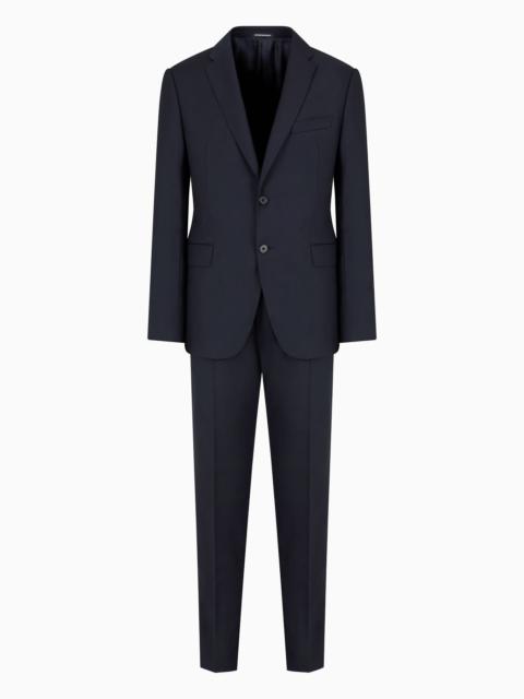 EMPORIO ARMANI Slim-fit, single-breasted suit in tone-on-tone micro-striped virgin wool