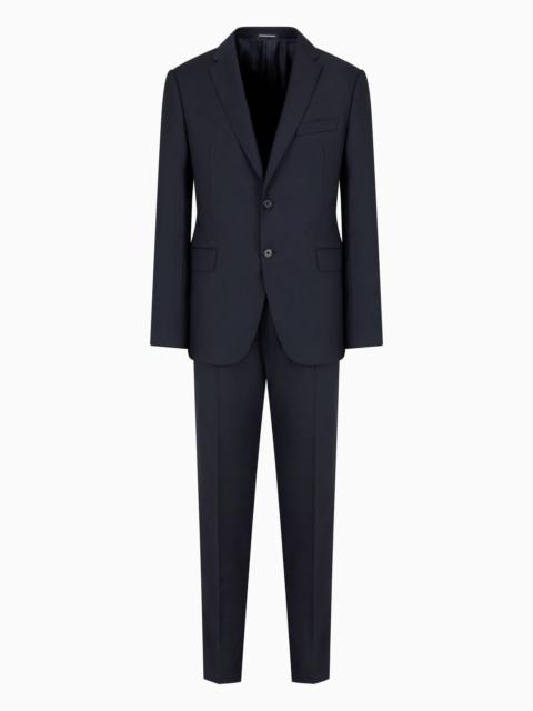 Slim-fit, single-breasted suit in tone-on-tone micro-striped virgin wool