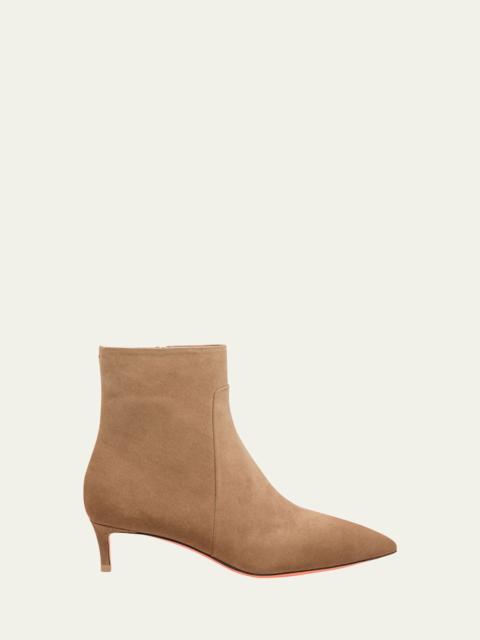 Santoni Suede Kitten Heel Ankle Booties
