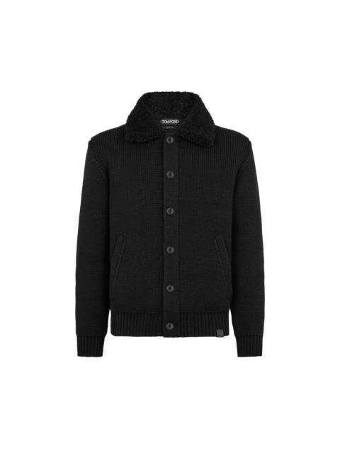 TOM FORD SHEARLING COLLAR CASHMERE CARDIGAN