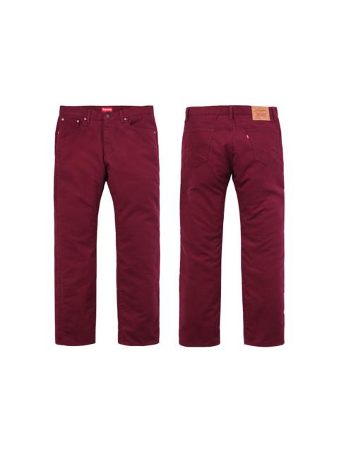 Supreme Supreme Levis Moleskin 505 Jean Burgundy