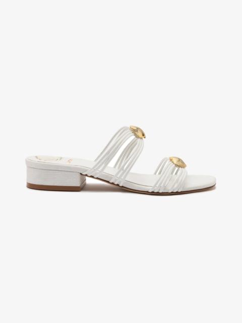 Larroudé Shelly Flat Mule In White Leather