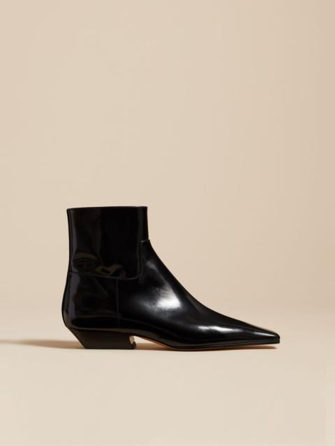 KHAITE The Marfa Ankle Boot in Black Brushed Leather