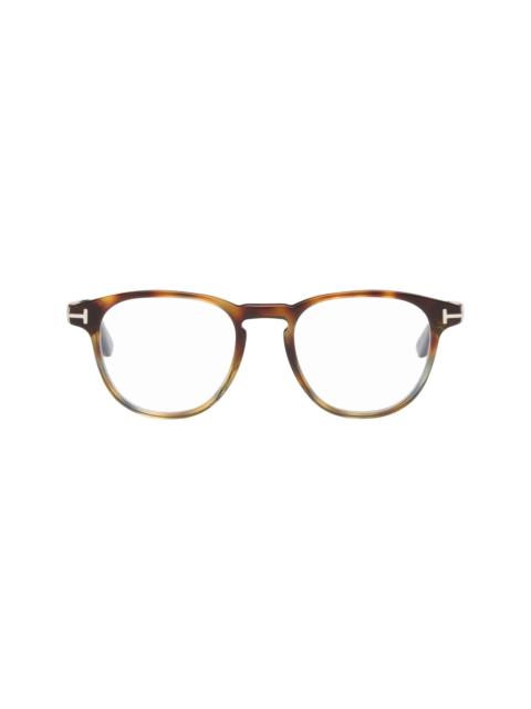 TOM FORD Brown Round Blue Light Glasses