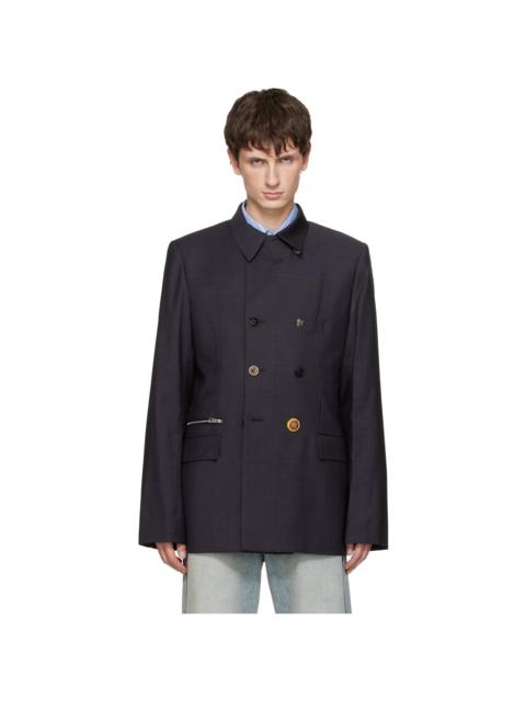 Martine Rose Black Double-Breasted Zip Blazer