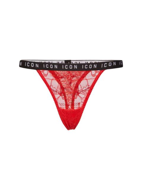 Icon tape lace thong