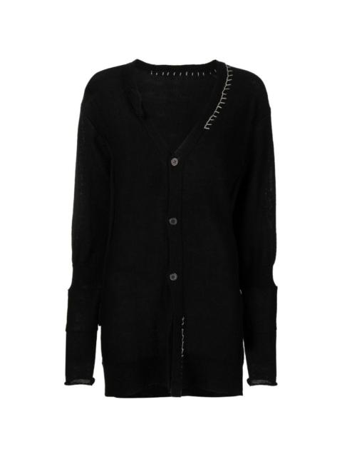 Yohji Yamamoto contrasting-stitch V-neck cardigan