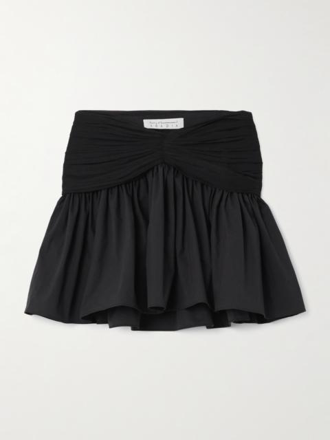 ABADIA Ruched Chiffon-trimmed Poplin Mini Skirt