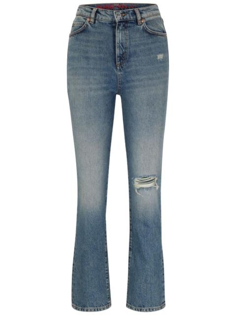 HUGO logo-patch cotton tapered jeans