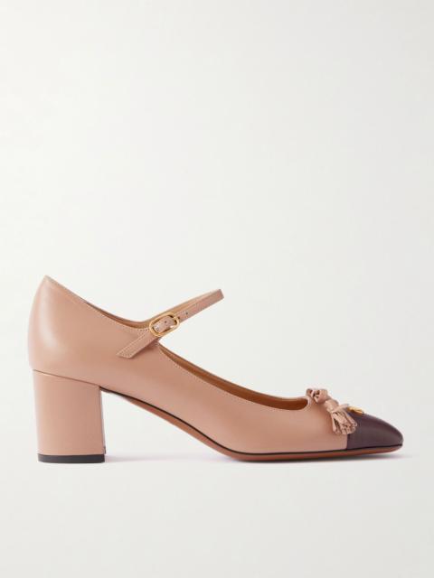 Valentino Valet du Roi 60 tasseled bow-embellished two-tone leather pumps Blush