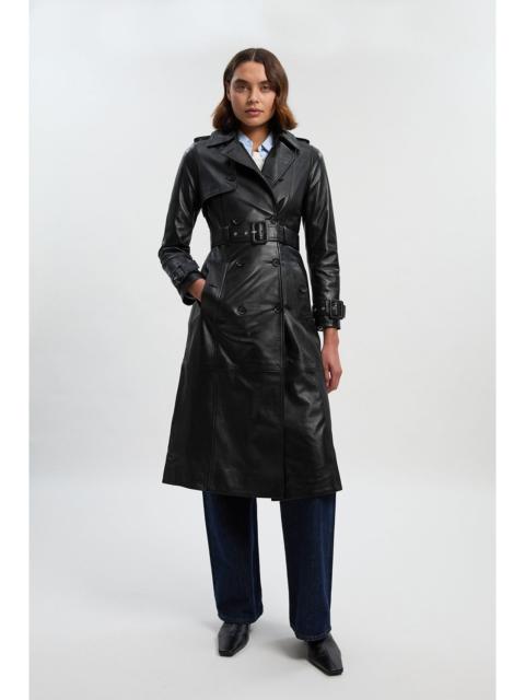 KAREN MILLEN Leather Trench Belted Mac Midi Coat