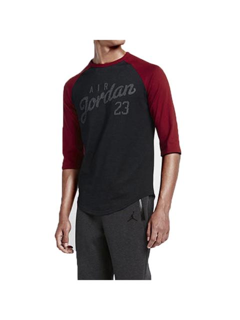 Jordan Air Jordan 23 Raglan 3/4 Sleeve Short 'Black Red' 724504-010
