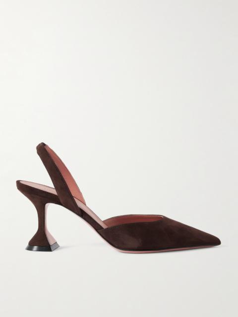 Amina Muaddi Holli Suede Slingback Pumps