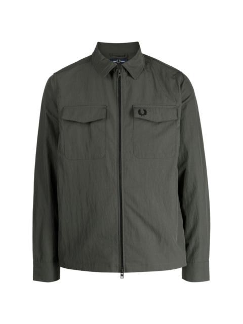 Fred Perry logo-embroidered zipped shirt jacket