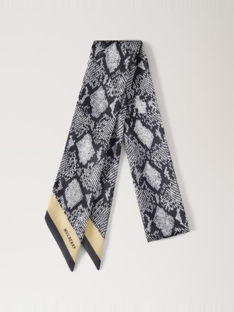 Mulberry Skinny Scarf - Snake Light Grey & Butter Recycled Polyester
