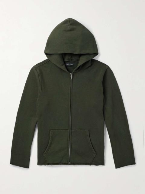 LES TIEN Garment-Dyed Distressed Cotton-Jersey Zip-Up Hoodie