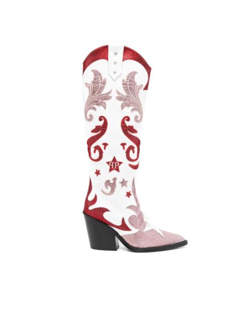 Cowboy 100mm rhinestone-mebellihsed boots