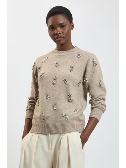 KAREN MILLEN Wool Blend Embellished Cosy Knitted Jumper