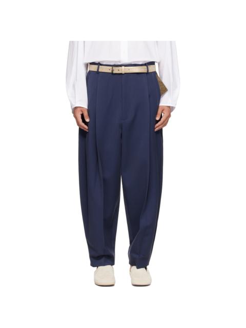 HED MAYNER Navy Pleated Trousers