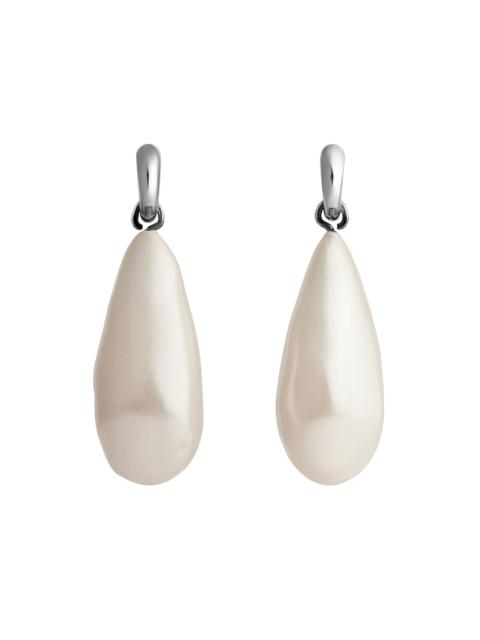 BALENCIAGA Women's Palazzo Pearl Earrings  in Antique Silver