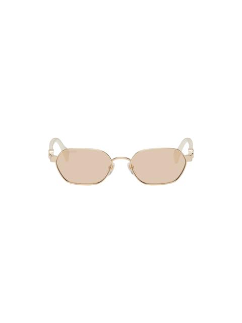 Gold & White Round Sunglasses