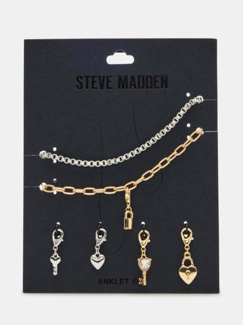 STEVE MADDEN LOCK CHARM ANKLET SET