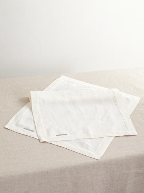 Brunello Cucinelli Set Of Two Bead-embellished Linen Placemats