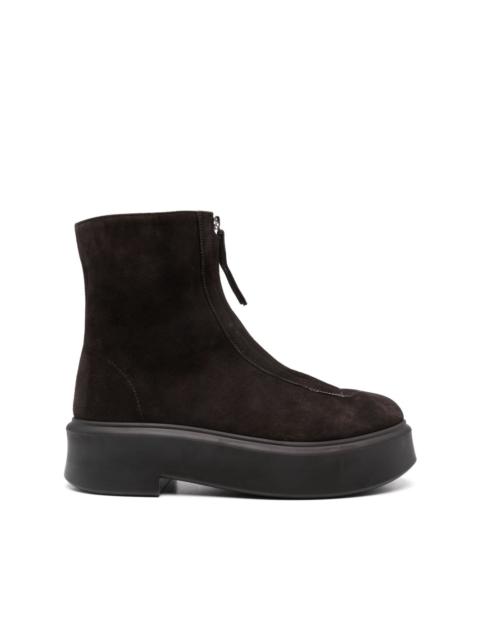 zipped suede boot