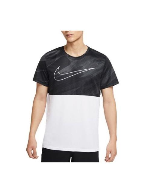 Nike Men's Nike Logo Printing Pullover Round Neck Short Sleeve Black White T-Shirt DD1716-060