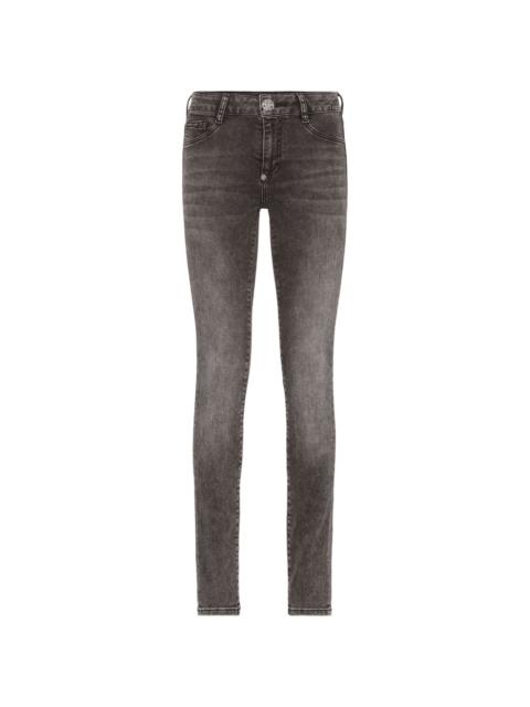 logo-appliqué mid-rise skinny jeans