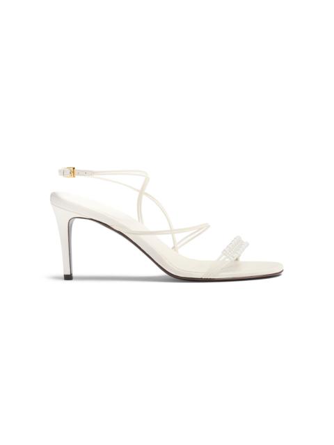 Loop Beaded Detail Leather Sandals white