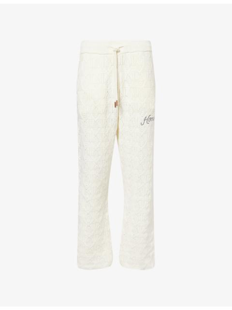 HONOR THE GIFT Logo-Embroidered Cable-Knit Cotton-Blend Joggers