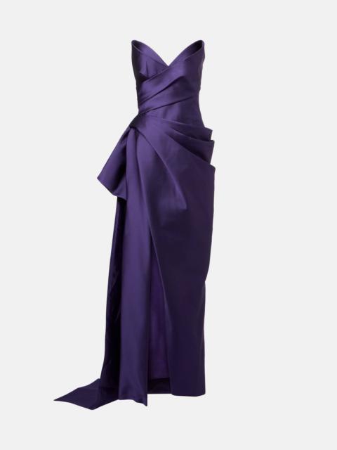 Monique Lhuillier Draped strapless mikado gown