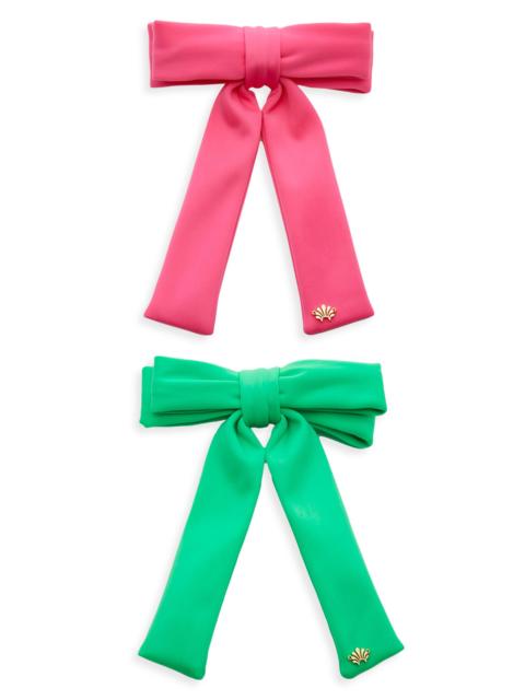 LELE SADOUGHI Women's Antoinette 2-Piece Neoprene Bow Barrette Set - Parakeet Multi