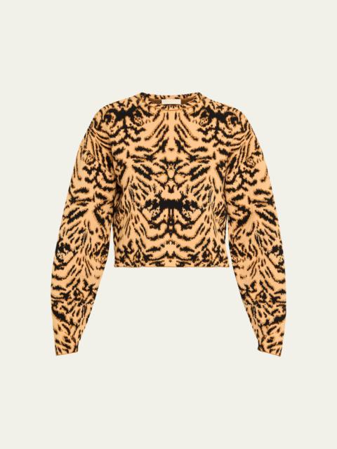 ULLA JOHNSON Cade Printed Jacquard Knit Pullover