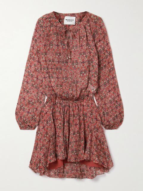 Isabel Marant Étoile Bess gathered printed georgette mini dress Red