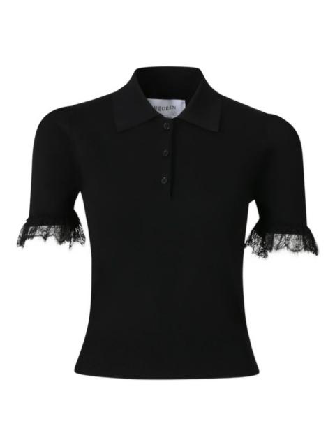 Alexander McQueen lace-trim polo top
