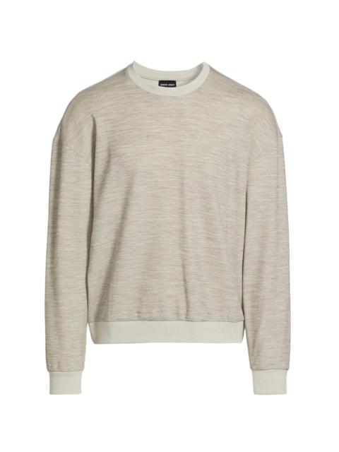 GIORGIO ARMANI Men's Wool Jersey Crewneck Sweater - Tan