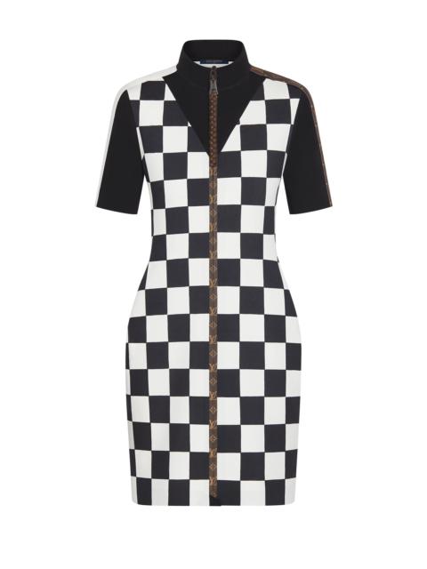 Louis Vuitton High-Neck Damier Dress In Technical Jersey